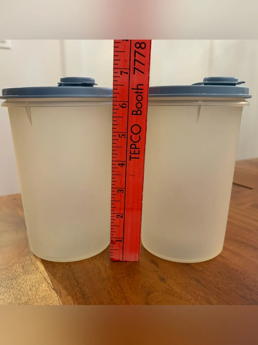 2 Vintage Tupperware Handolier #321 Containers Flip Top Country Blue Lid Cottage
